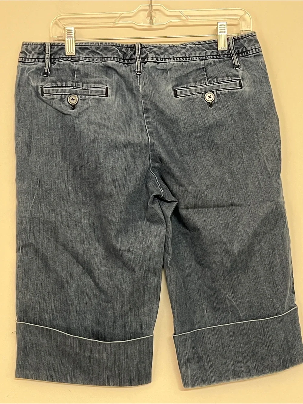 🌞 Gap Vintage 90s y2k Blue Denim Bermuda Shorts with a big cuff women size 12
